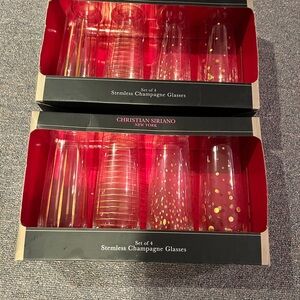 Christian Siriano Gold Dot and Stripe Stemless Glass Set (2)